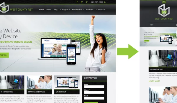 screenshot of West County Net website both on desktop and mobile platforms