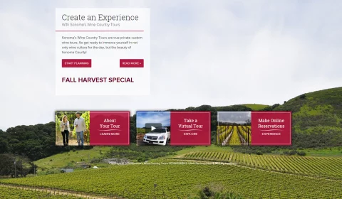 screenshot of Sonoma's Wine Country Tours website on desktop platform