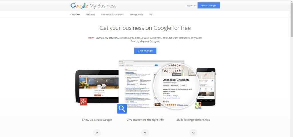 Google My Business Splash Page