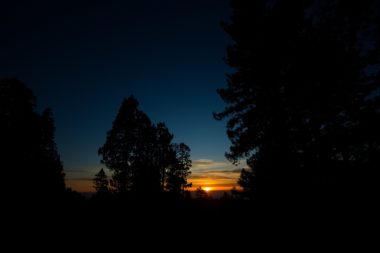 Beautiful vista of Sonoma County skyline at sunset