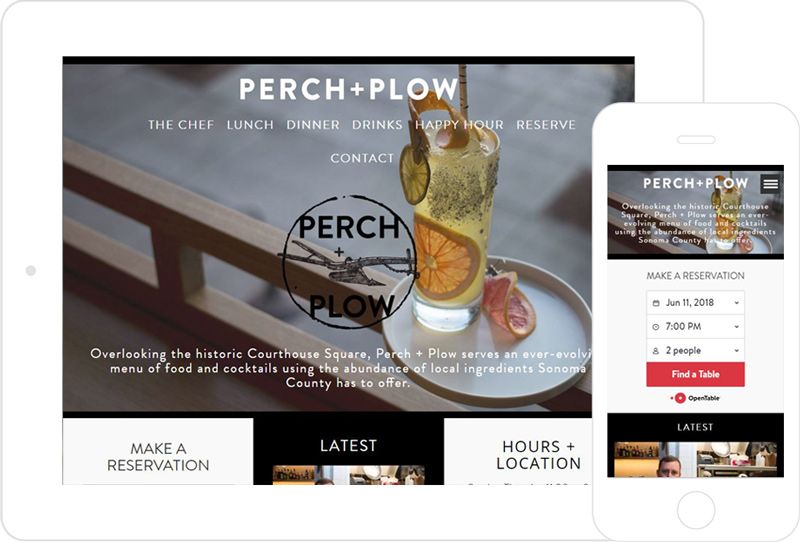 screenshot of Perch + Plow website both on desktop and mobile platforms