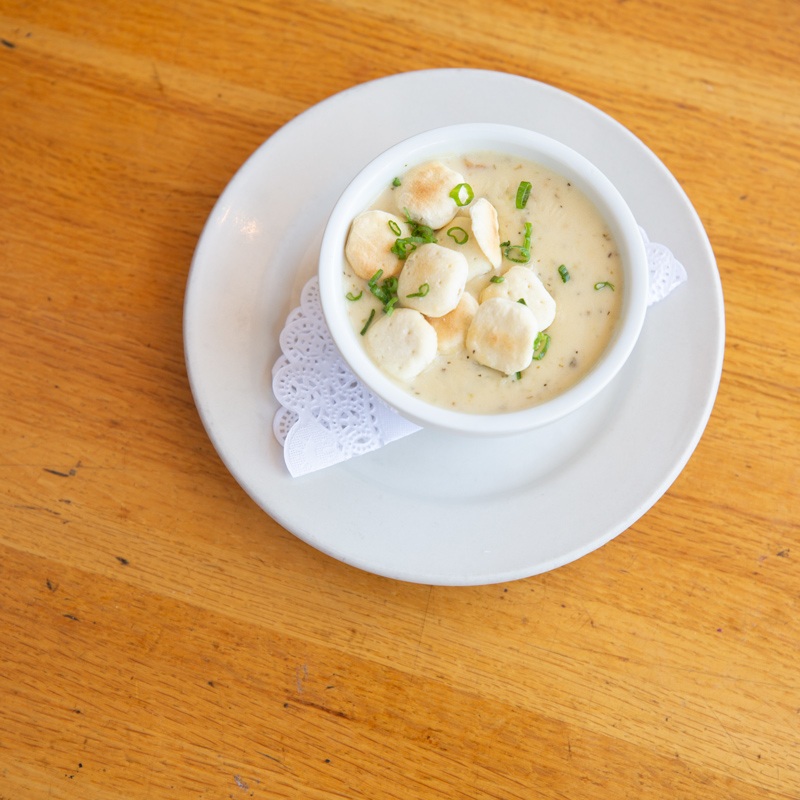 Bowl of delicious clam chowder served at McNear's Saloon and Dining Hall