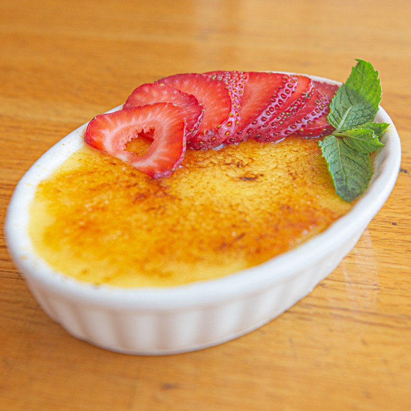 Delicious creme brulee served at McNear's Saloon and Dining Hall