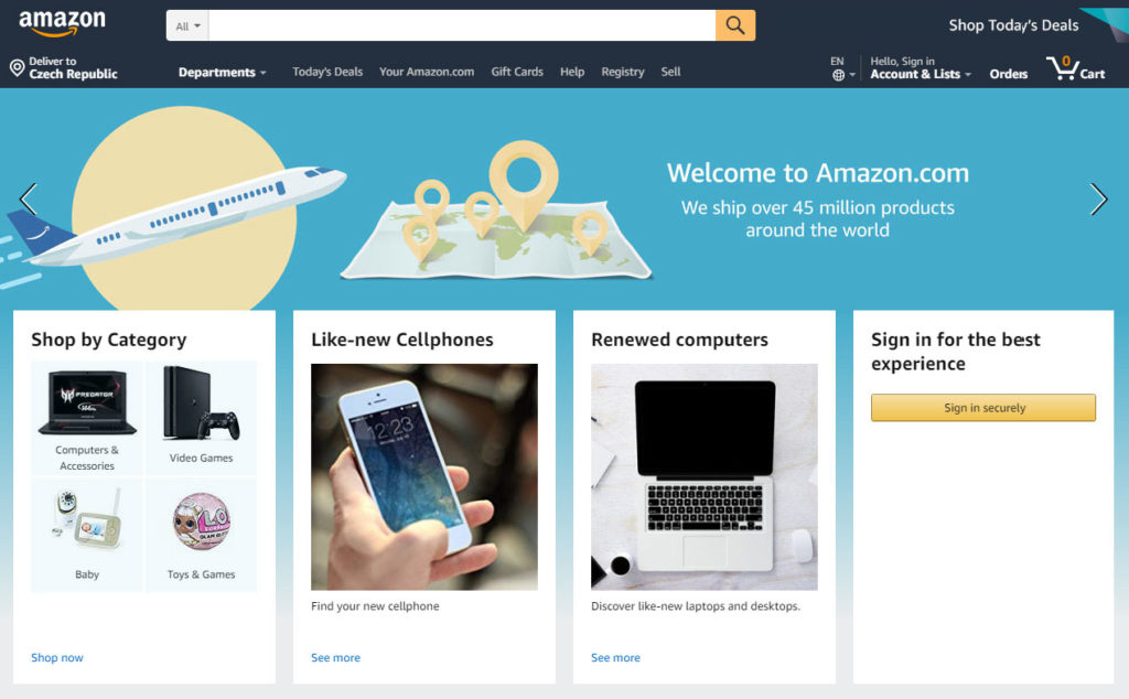 amazon desktop web design from 2022