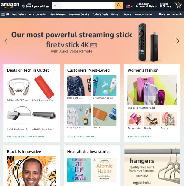 amazon tablet/responsive web design from 2022