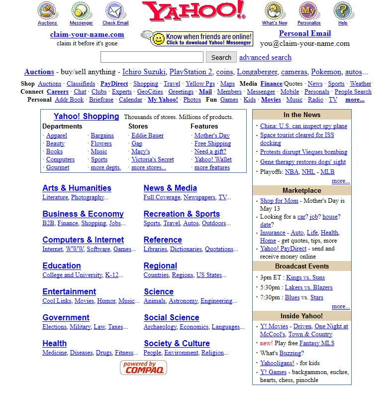 yahoo web design from 2002