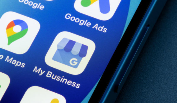 editorial use only; close up of Google My Business phone icon on smartphone screen