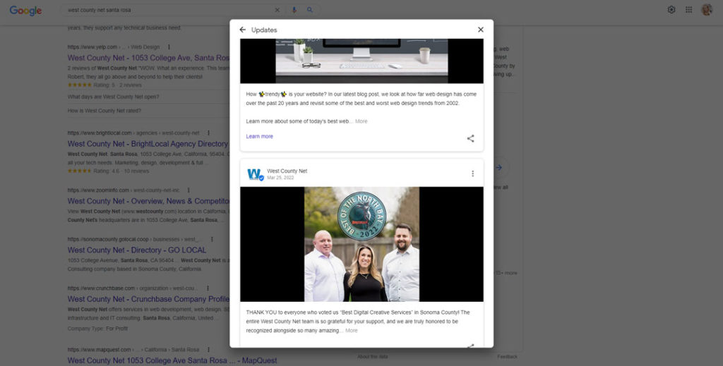 GMB Posts on West County Net's Google My Business Profile